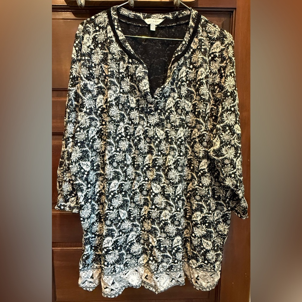 Lucky Brand Black and White Women’s Plus 3X Floral Top